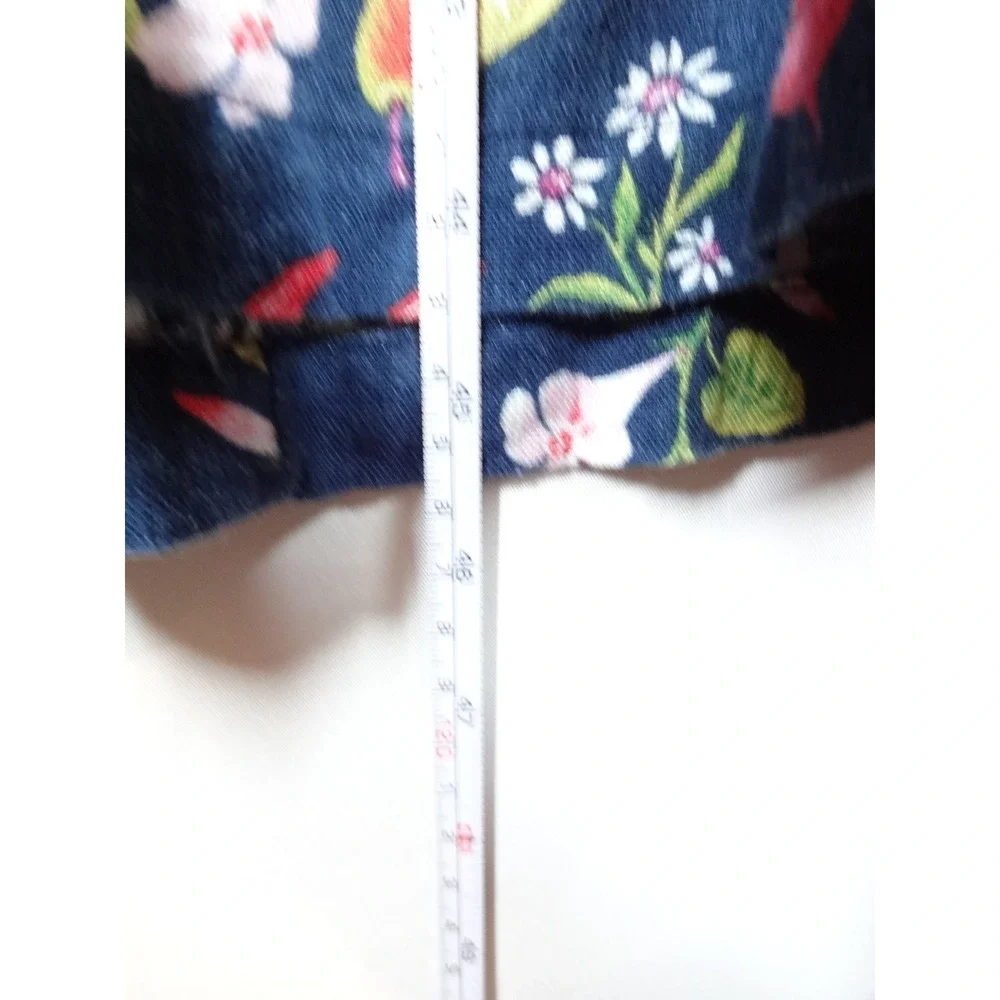 Old Navy Fruit Print Dress Women Medium Navy Linen Blend Smocked Cottagecore NWT